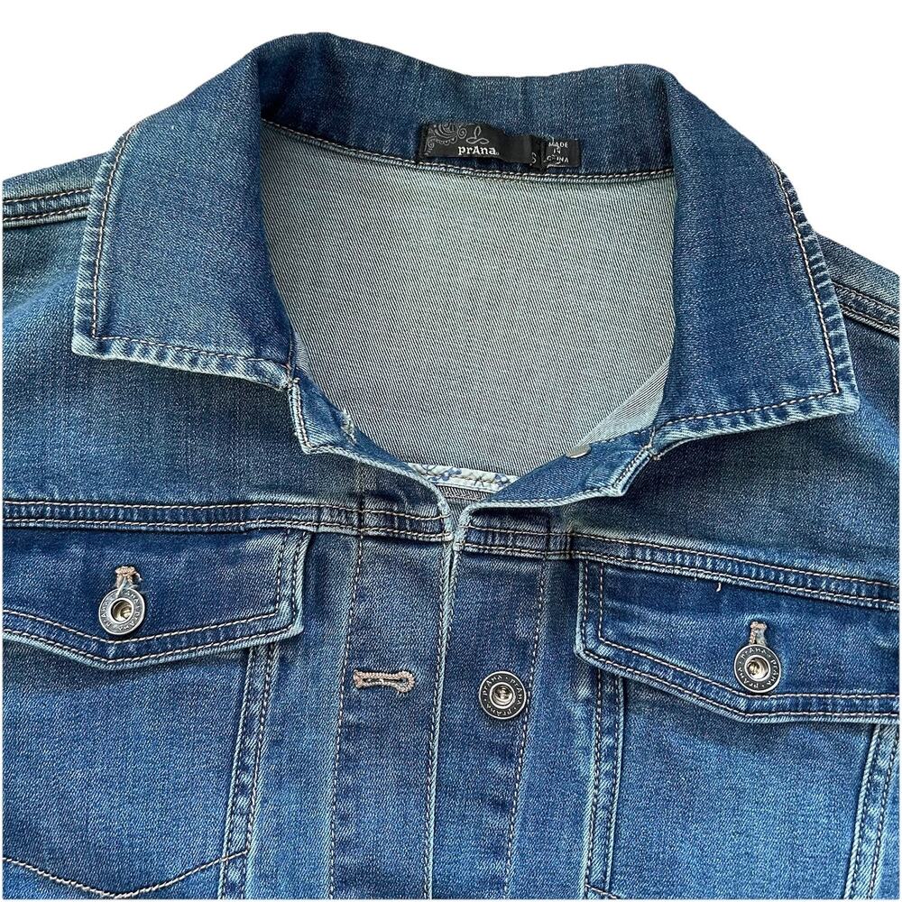Prana Women's Detra Blue Denim Jean Jacket Size Small Oversized Organic Cotton - Picture 8 of 10